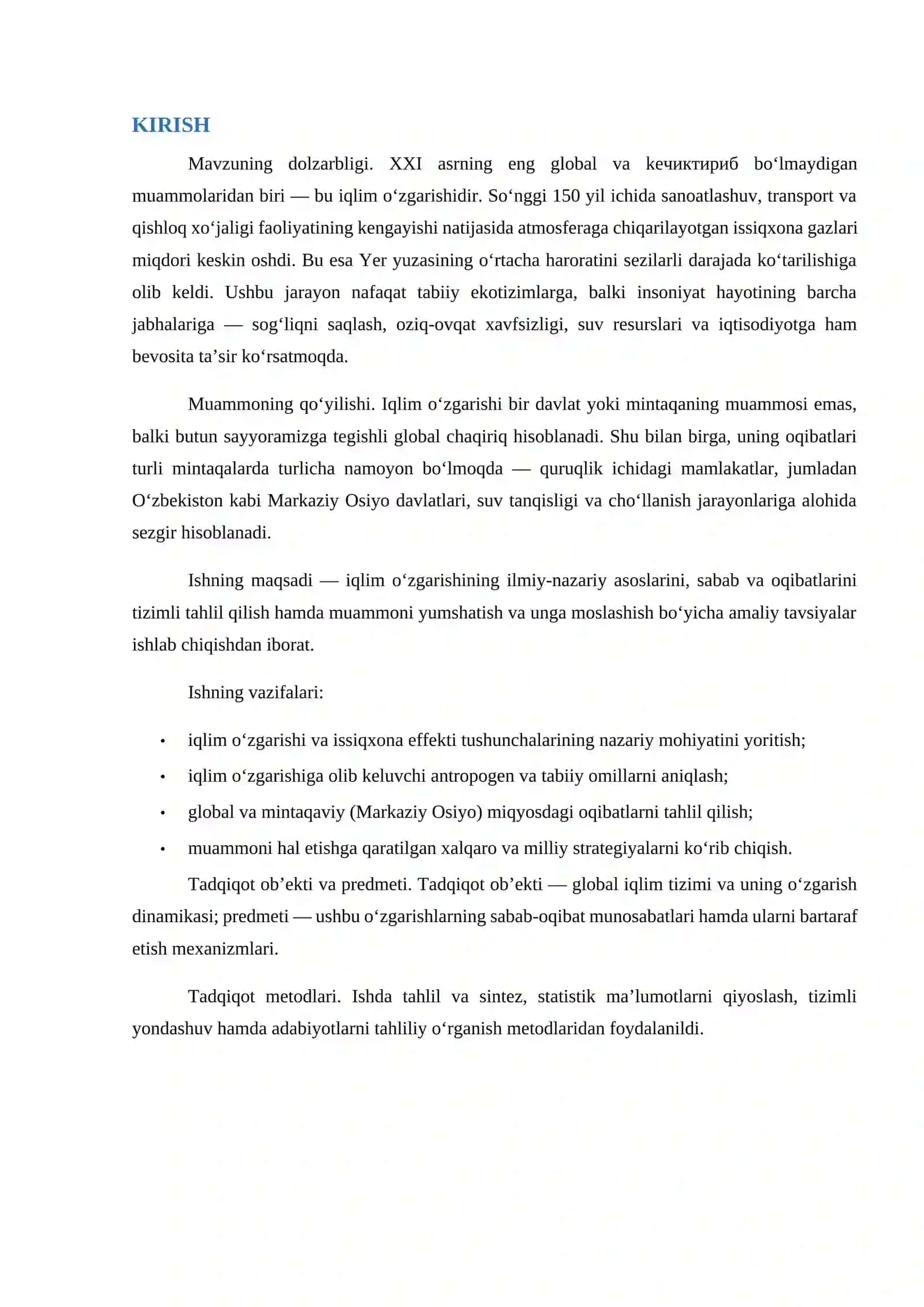 Referat Iqlim oʻzgarishi ilmiy ish 3