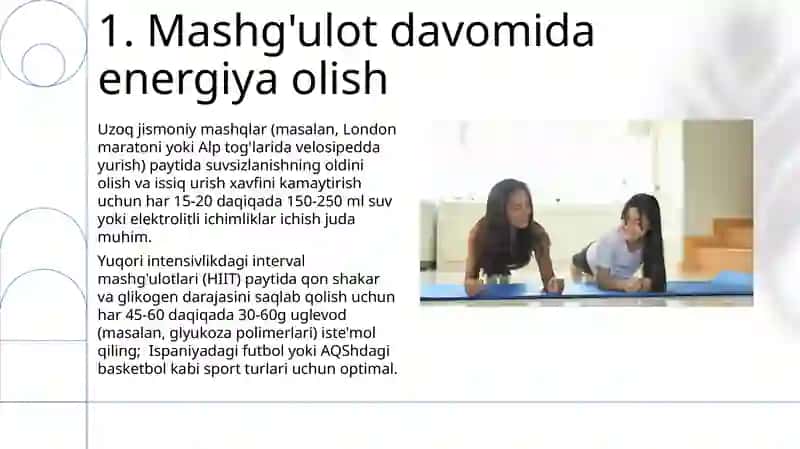 Jismoniy tarbiya va sport mashgʻulotlari davrida ovqatlanish gigiyenasi 3