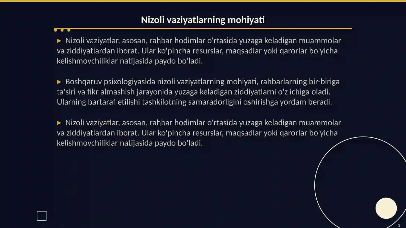 Boshqaruv psixologiyasida rahbar hodimlar oʻrtasidagi nizoli vaziyatlarni bartaraf etish klassifikatsiyasi 3