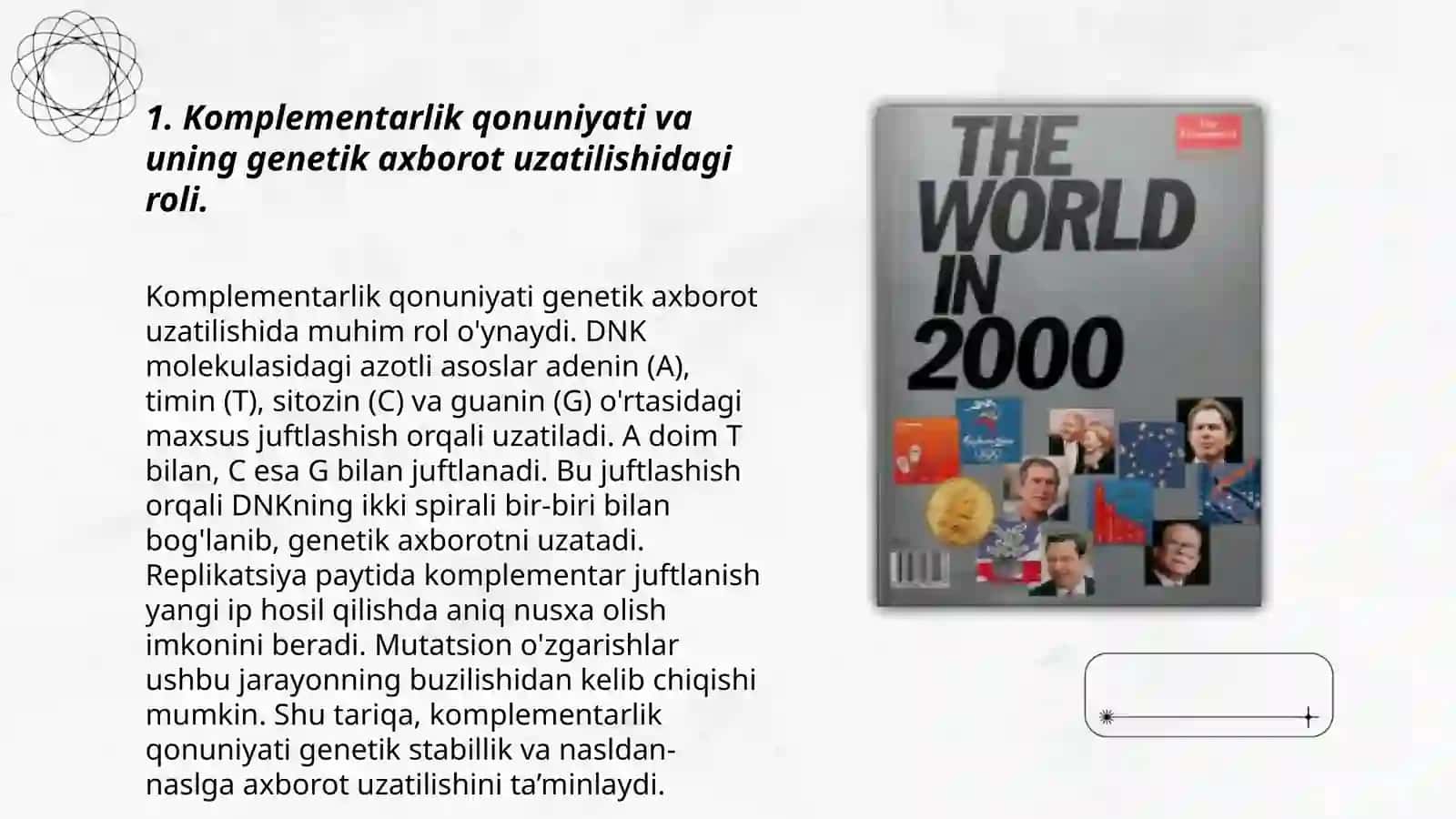 Hujayrada genetik axborotning uzatilishida komplementarlik qonuniyatining ôrni 3