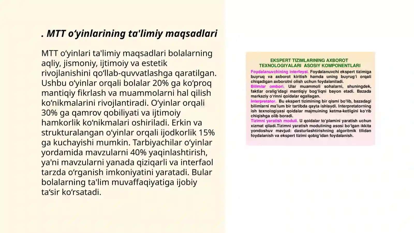 MTT larda oyinlarni tashkil etish mazmun-mohiyati. Talimiy o`yinlarning turlari va pedagogik ahamiyati 3