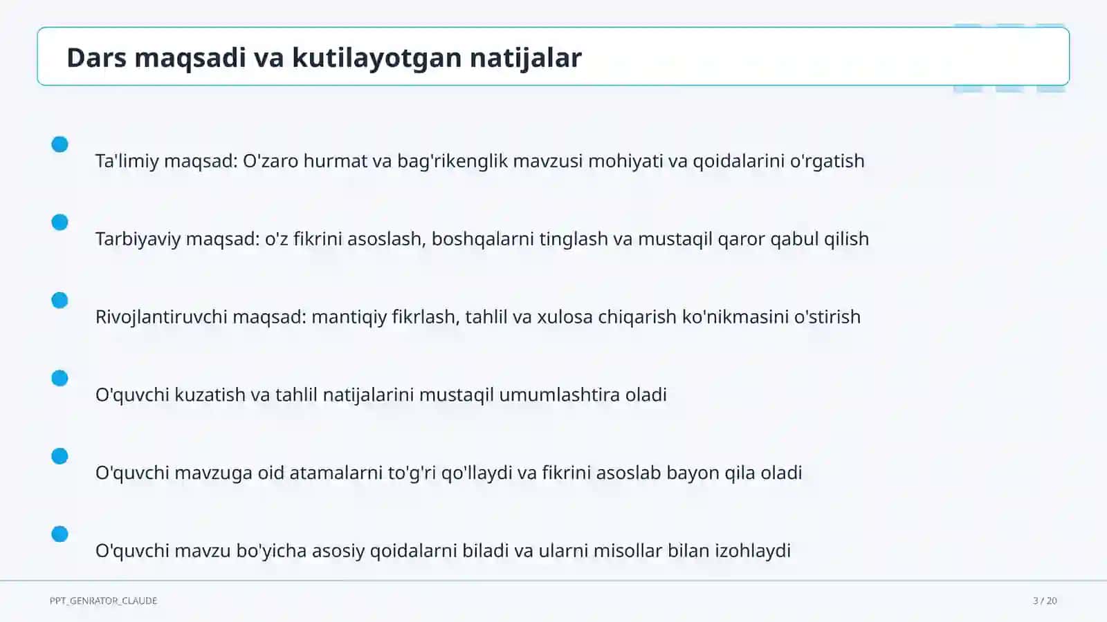 O'zaro hurmat va bag'rikenglik (7-sinf) 3