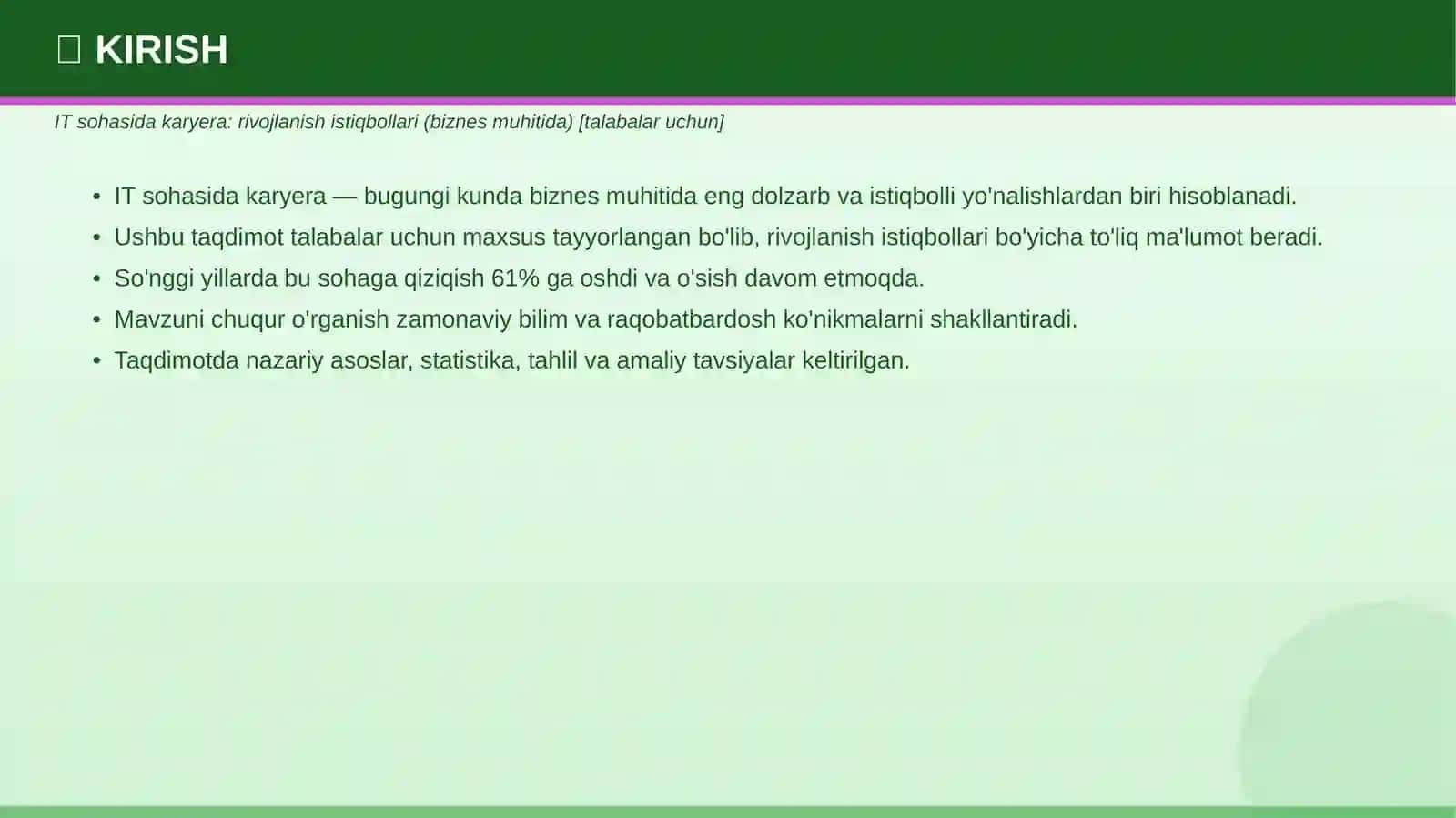 IT sohasida karyera: rivojlanish istiqbollari (biznes muhitida) [talabalar uchun] 3