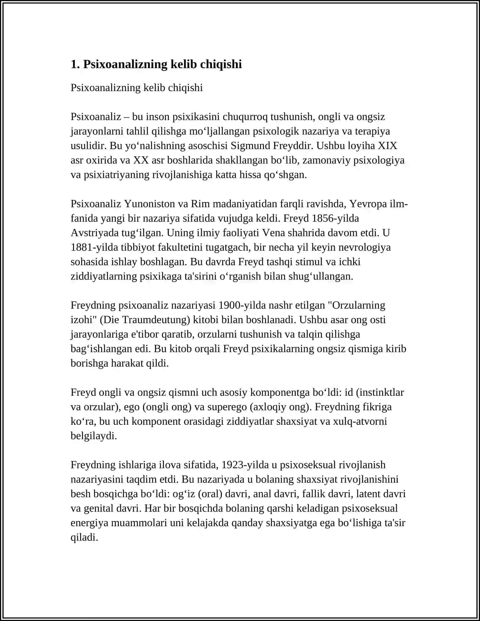 PSIXOLOGIYA TARIXIDA PSIXOANALIZ 3