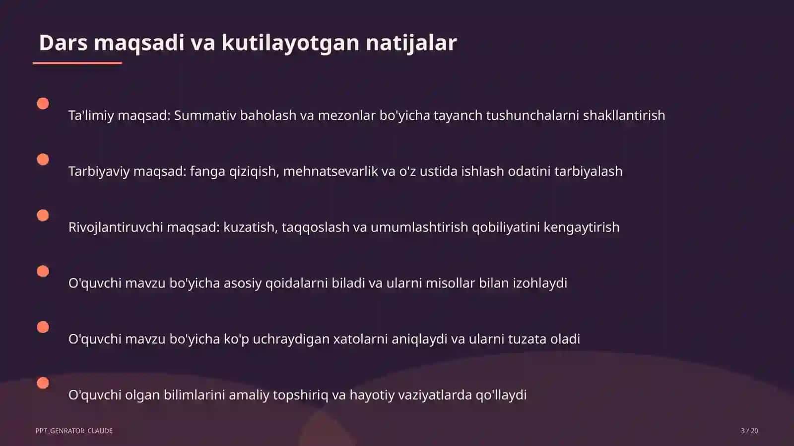 Summativ baholash va mezonlar 3