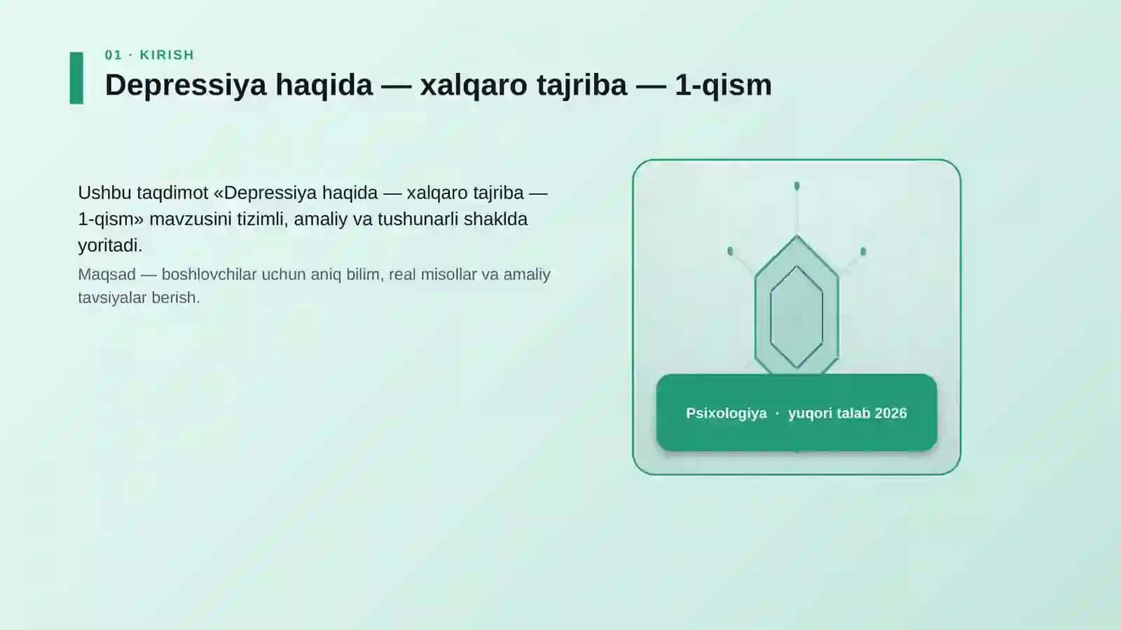 Depressiya haqida — xalqaro tajriba — 1-qism 3