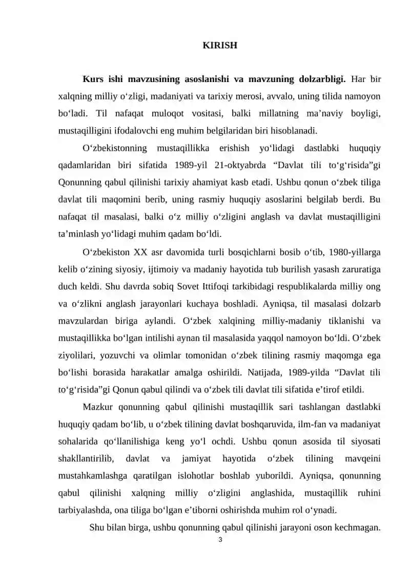 Mustaqillik yo’lidagi ilk huquqiy qadam Davlat tili to’g’risida 3