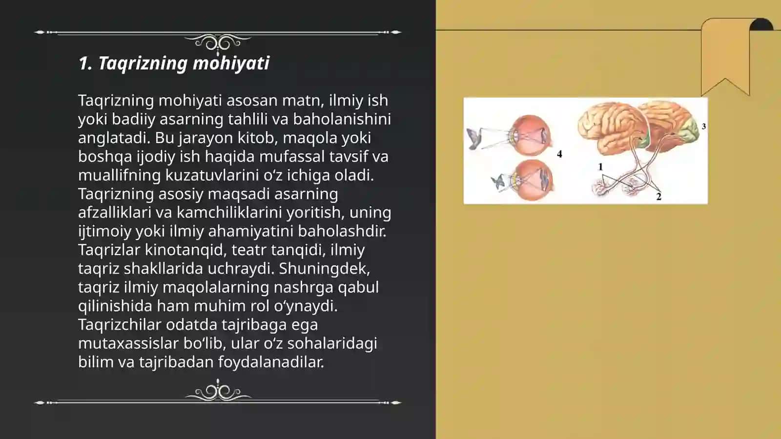 Taqriz. Taqrizning turlari. 'Taqrizning tuzilishi 3