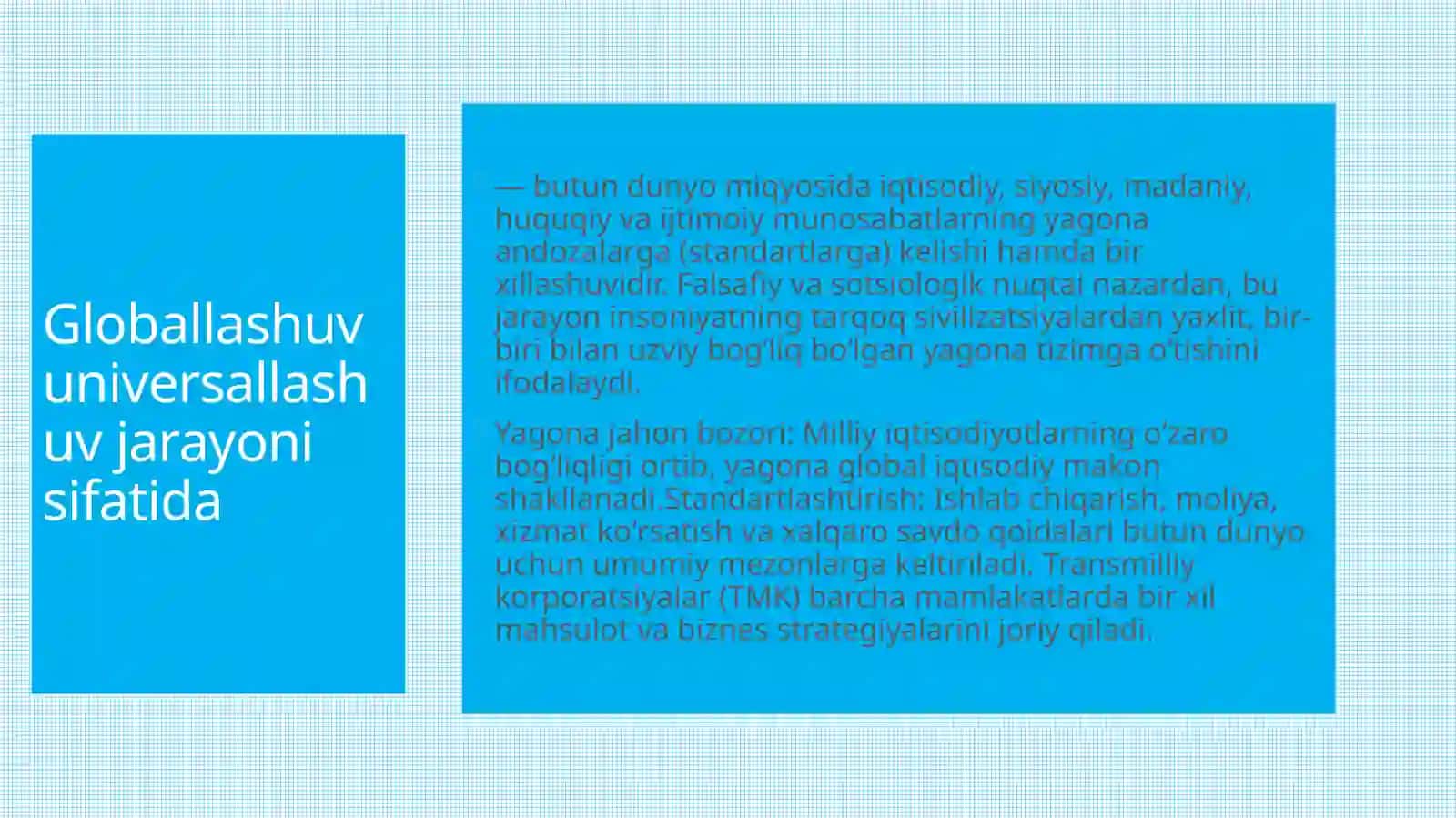 GLOBALLASHUV ASOSLARI 3