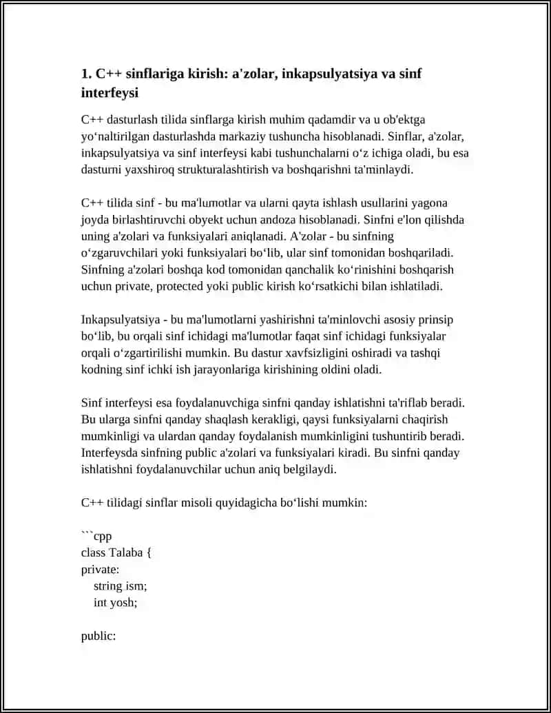 C++ TILIDA CLASSLAR ASOSIDA OBYEKTGA YO‘NALTIRILGAN DASTUR YARATISH VA UNI TESTLASH. P.F.F.D.(PHD) 3