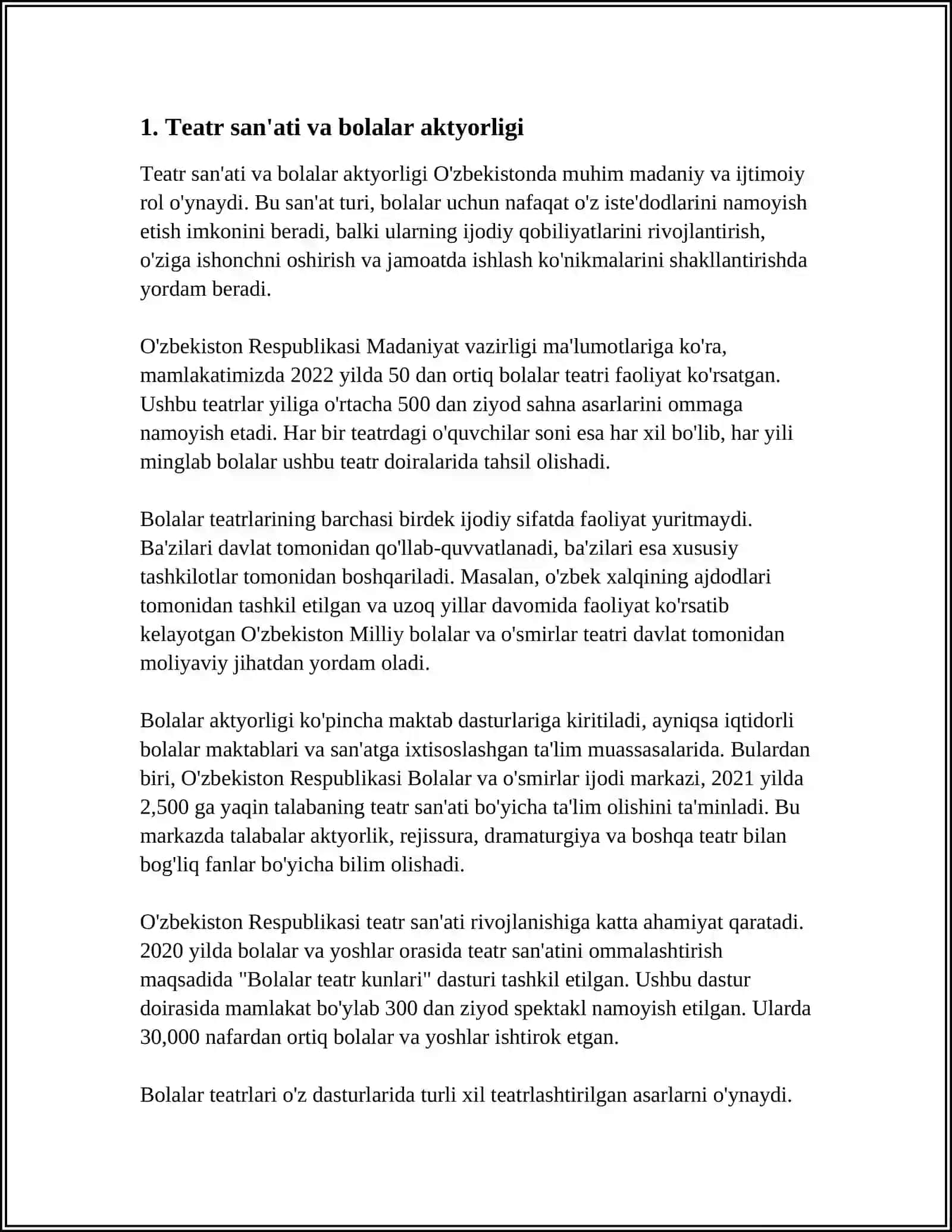 SAHNALASHTIRISH FAOLIYATIDA BOLALARDA AKTYORLIK 3