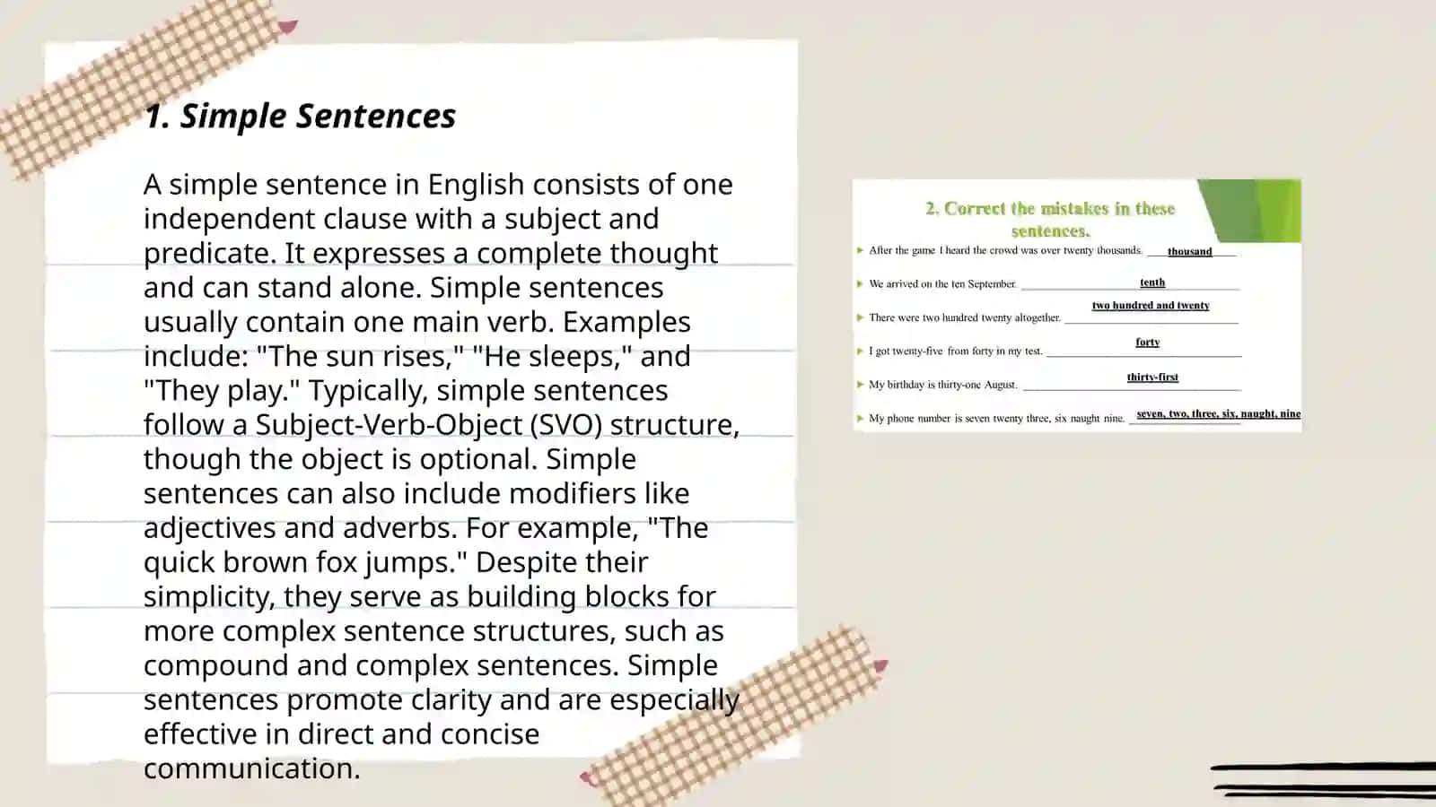 Types according to the structure of the sentence 3