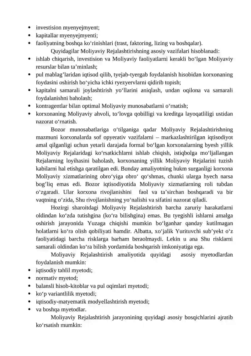 Moliyaviy Rejalashtirish va tartibga solish 3