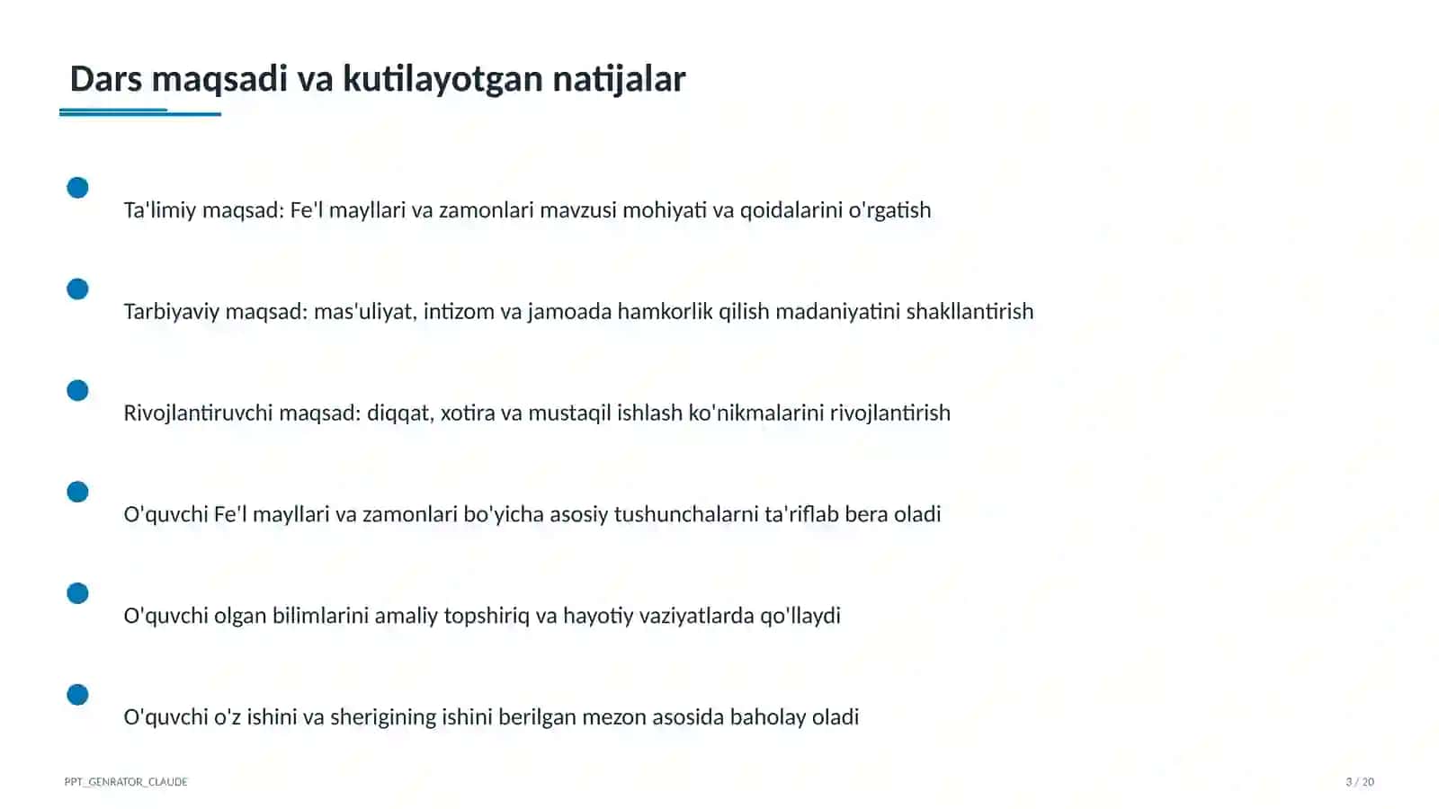 Fe'l mayllari va zamonlari (7-sinf) 3