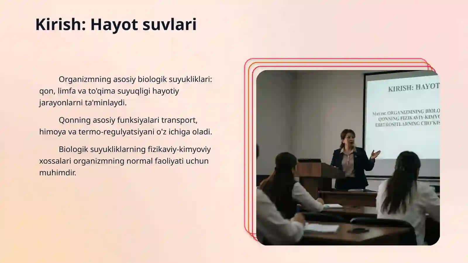 Organizmning biologik suyugliklari. Qonning fizikaviy-kimyoviy xossalari. Eritrotsitlarning cho’kish tezligi. 3