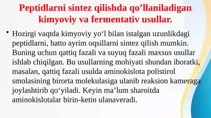 Peptidlarning kimyoviy sintezi 3