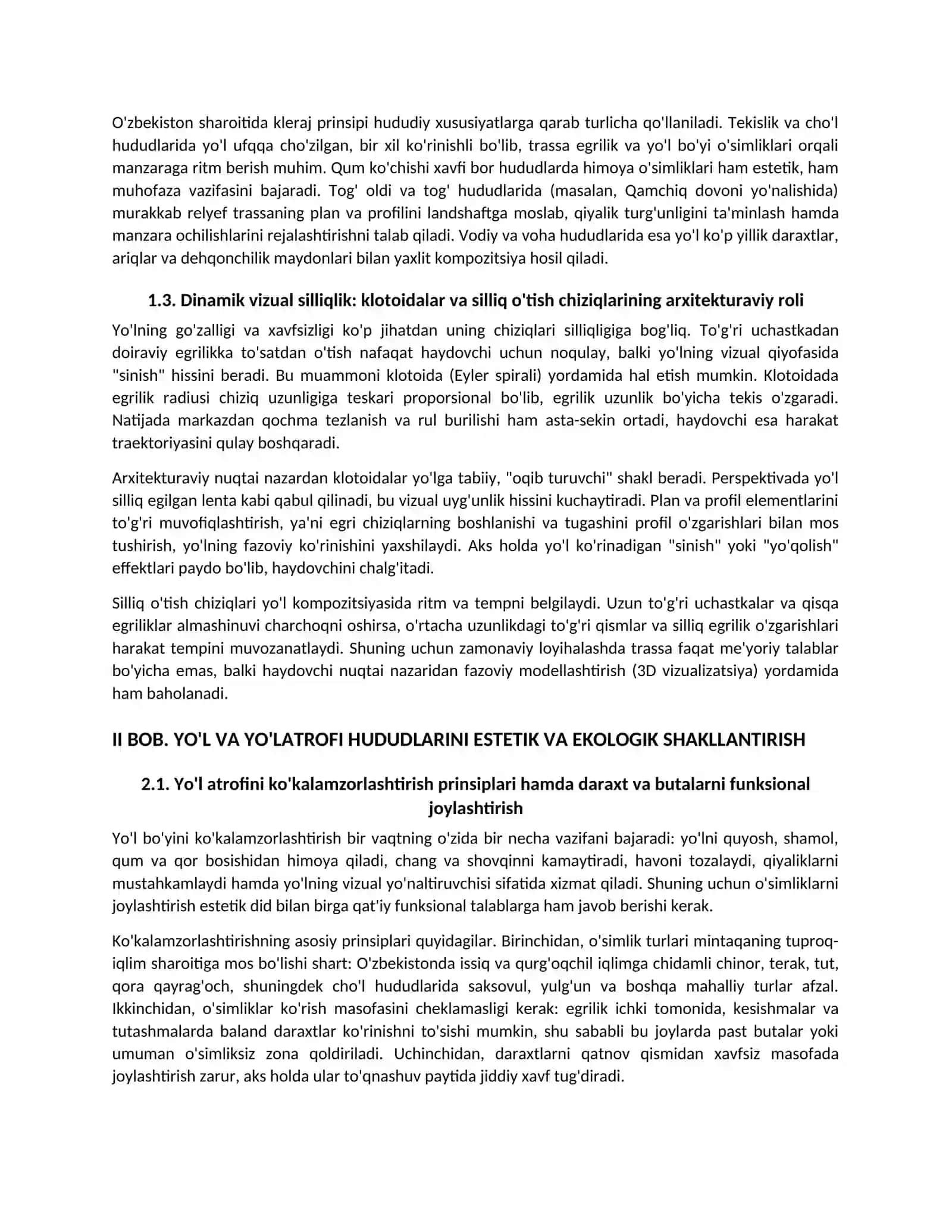 Avtomobil yo'llari arxitekturasi kompozitsiyasining nazariy va amaliy asoslari 3