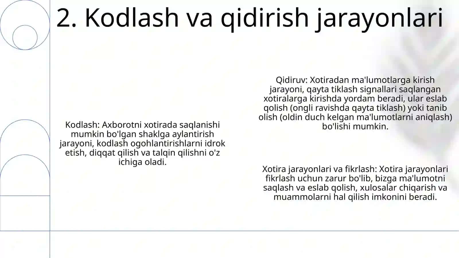 Xotira Bilan Bog'Liq Hodisalar. Tafakkur Va Ong 3