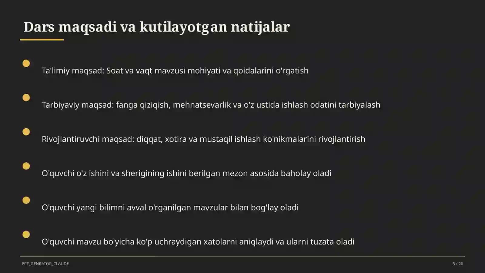 Soat va vaqt (1-sinf) 3