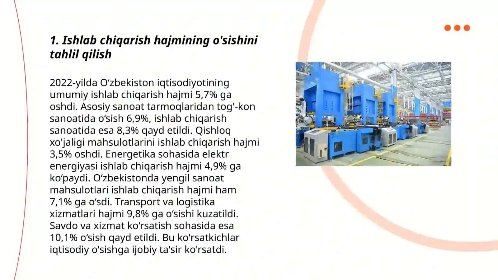 Maxsulot (ish xizmat) lar ishlab chiqarish hajmining tahlili 3
