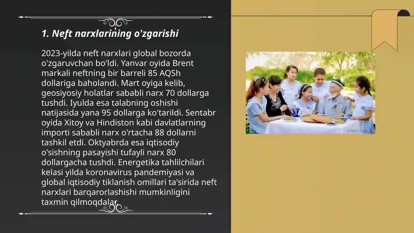 Neft narxlarining o'zgarishi 3
