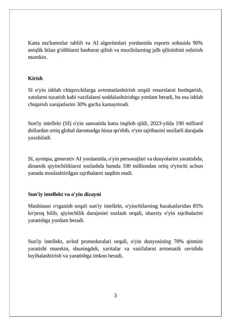 Suniy Intellektning o'yin sanoatiga ta'siri 3