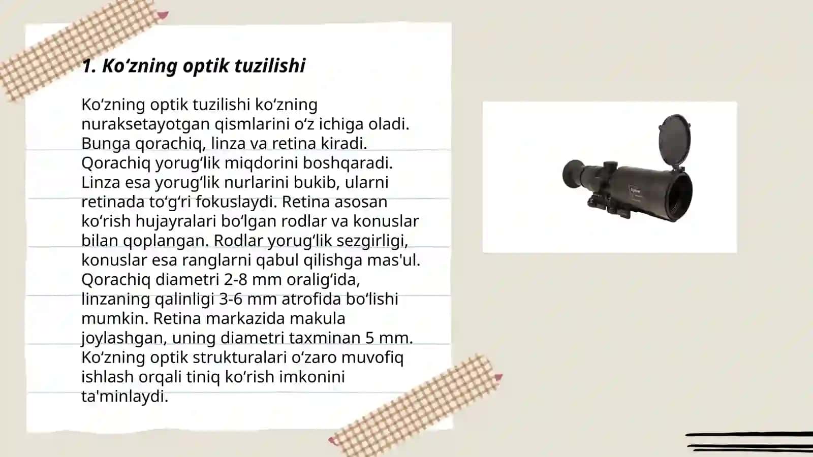 Koʻz optik sistema. Koʻzning spektral sezgirligi 3