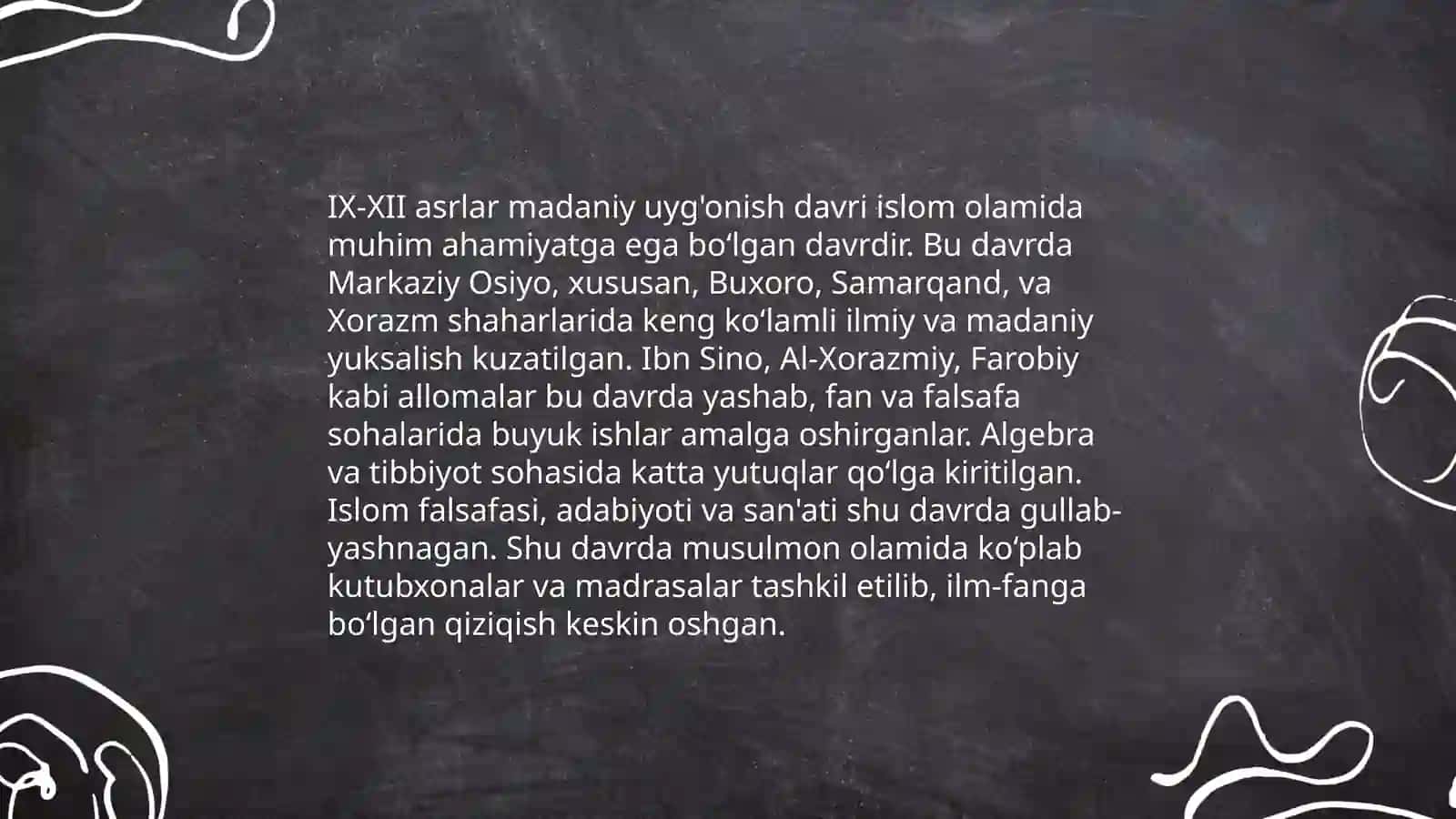 IX-XII asrlarda mamlakatimiz hududida ro'y bergan madaniy uyg'onish(Renessans) 3