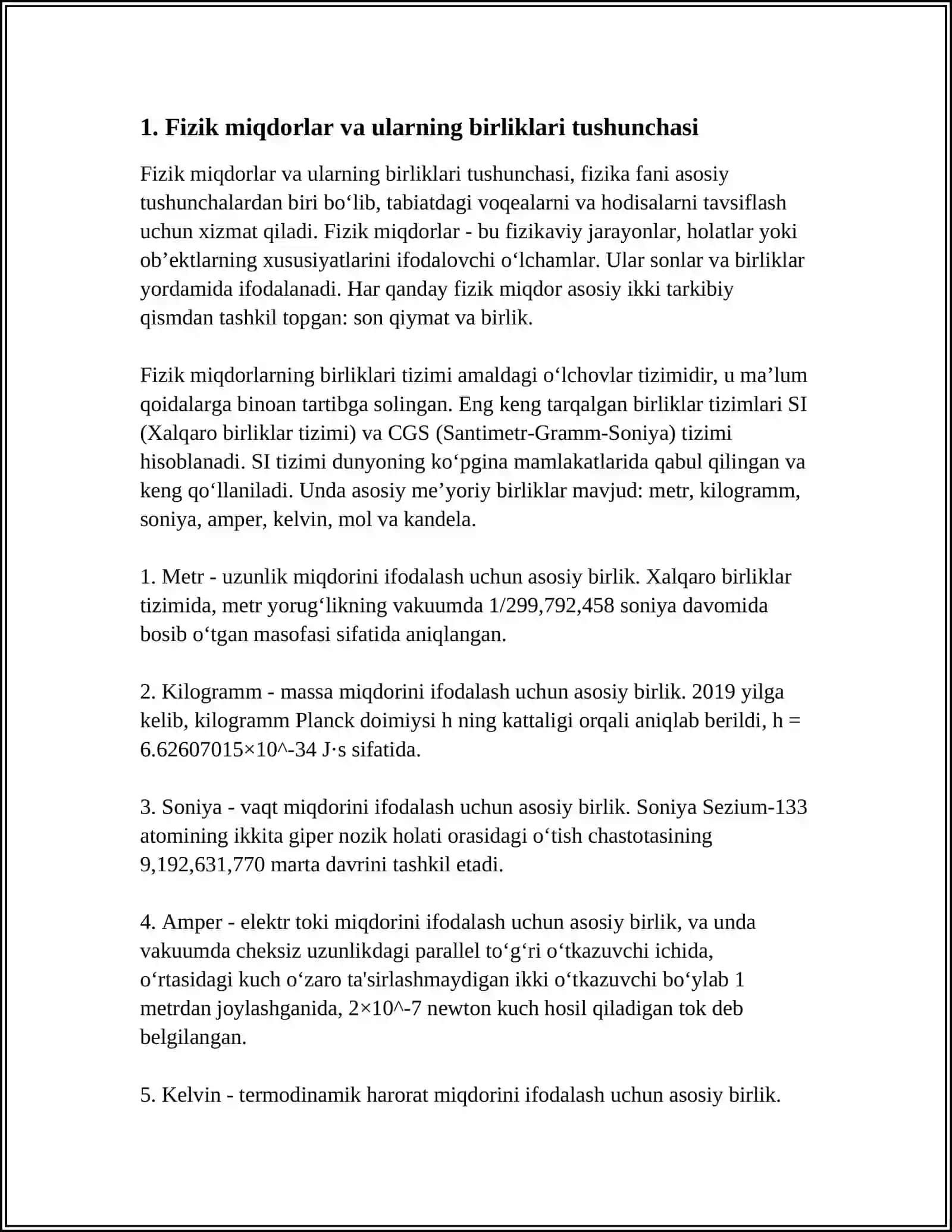 FIZIK MIQDORLARNING BIRLIKLAR TIZIMI 3