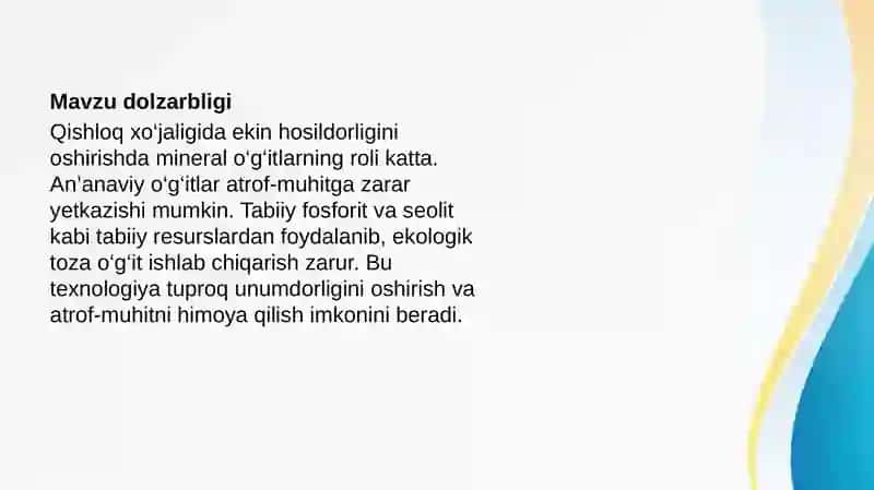 Tabbiy ekologik oʻgʻit ishlab chiqarish 3