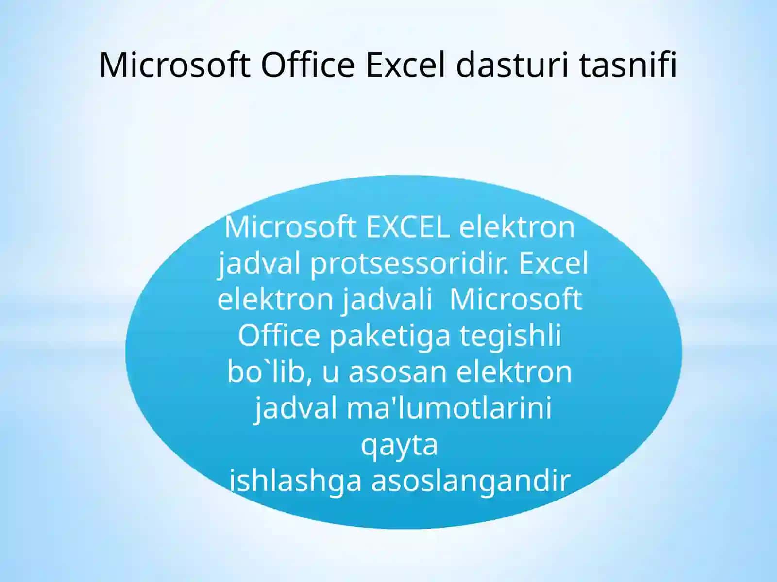 Elektron jadval muharrirlari, MS Excel dasturi 3