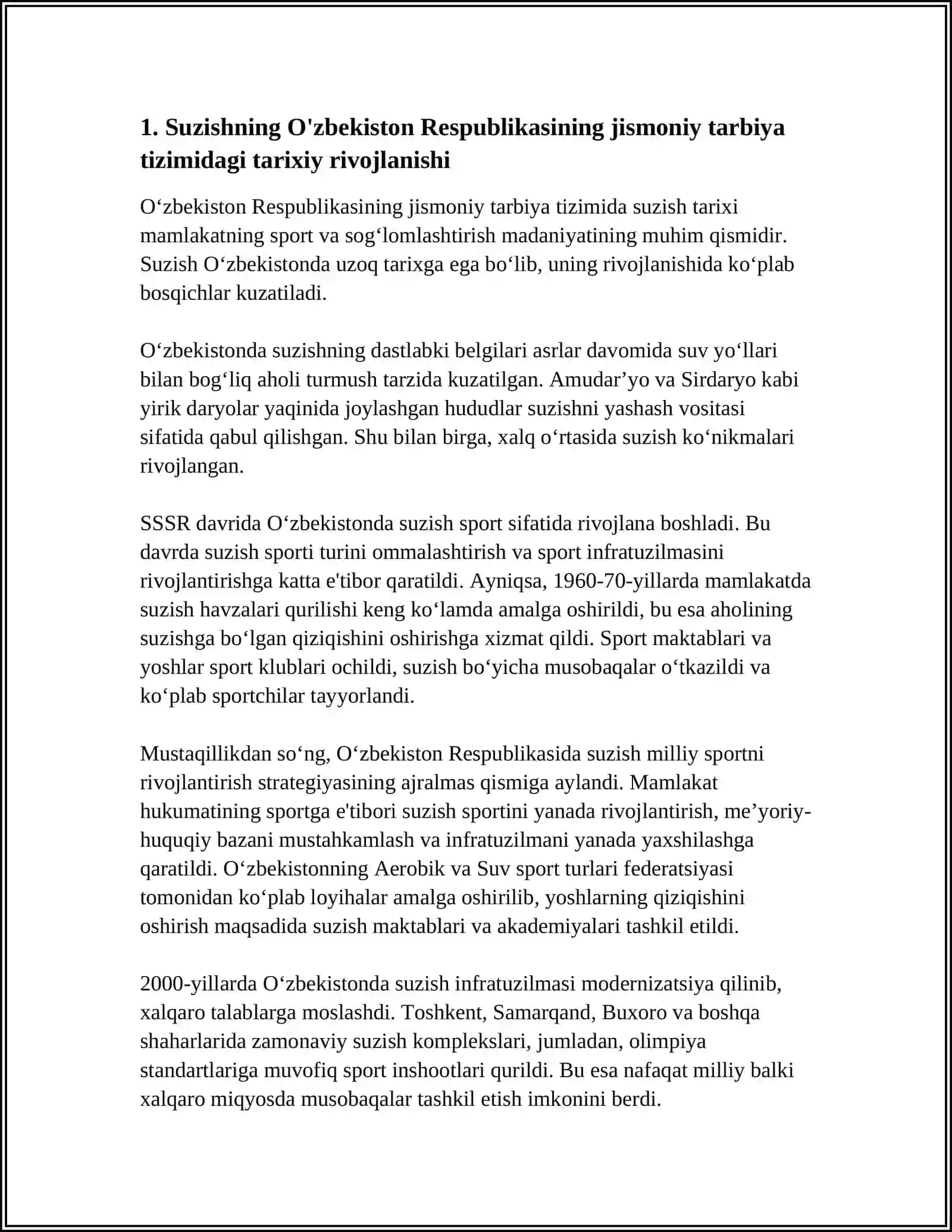 O'ZBEKISTON RESPUBLIKASINING JISMONIY TARBIYA TIZIMIDA SUZISHNING O'RNI 3