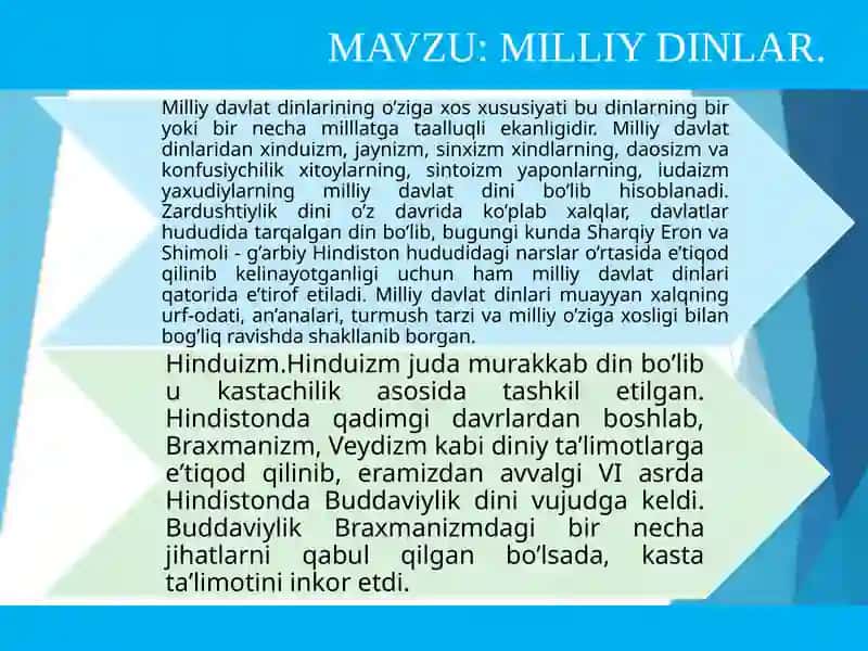 MAVZU: MILLIY DINLAR. 3