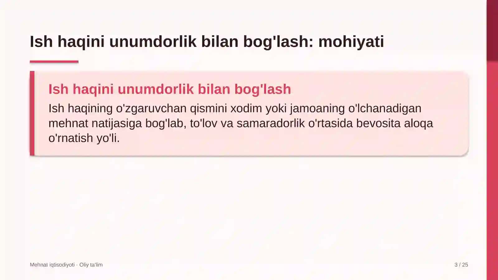 Mehant iqtisodiyoti · Oliy ta'lim 3
