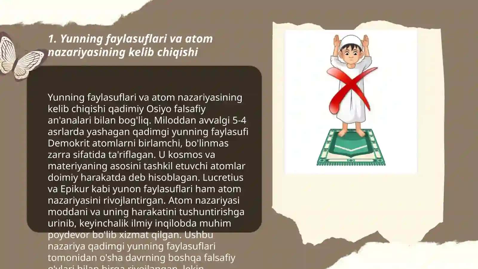 Yunon faylasuflarining atom va element to'g'risidagi tushunchalarni hozirgi zamon ma'lumotlari bilan taqqoslash 3