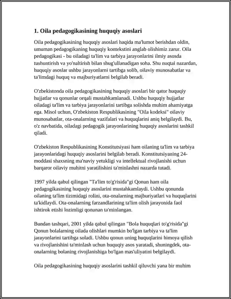 Oila Pedagogikasining Huquqiy Asoslari 3