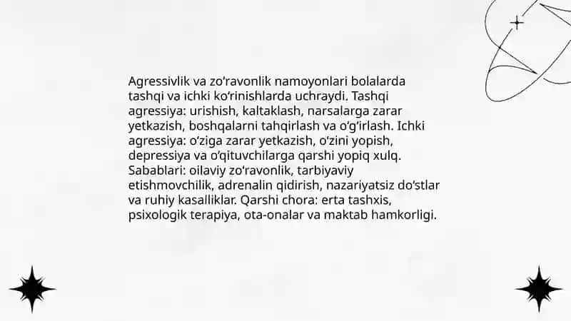 Bolalarda deviant xulqning namoyon bo‘lish shakllari 3
