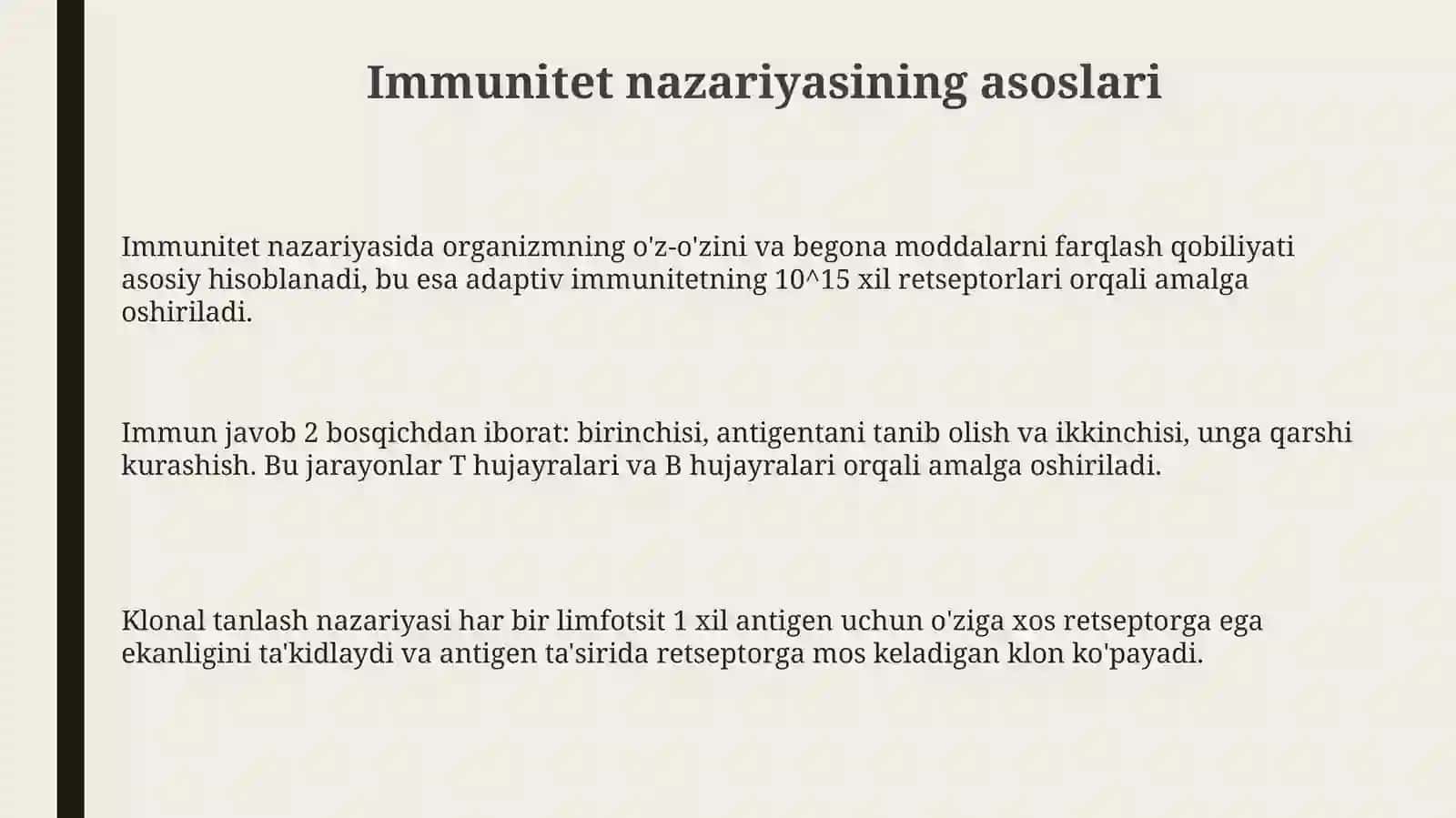 Immunitet teoriyada fagosit gumoral klon Asosiy gistomoslashuv kompleks HLA A va C tip vazifasi 3