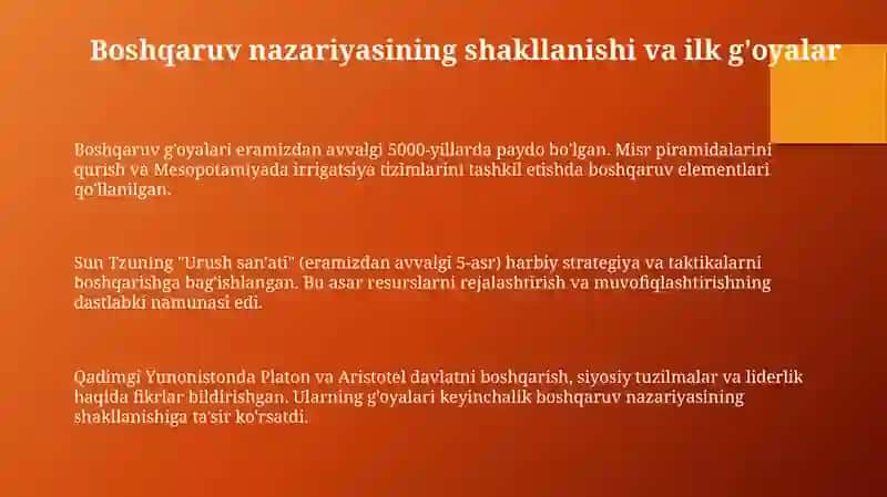 MENEGAMENT NAZARIYASINING SHAKILANISHI VA RIVOJLANISHI 3