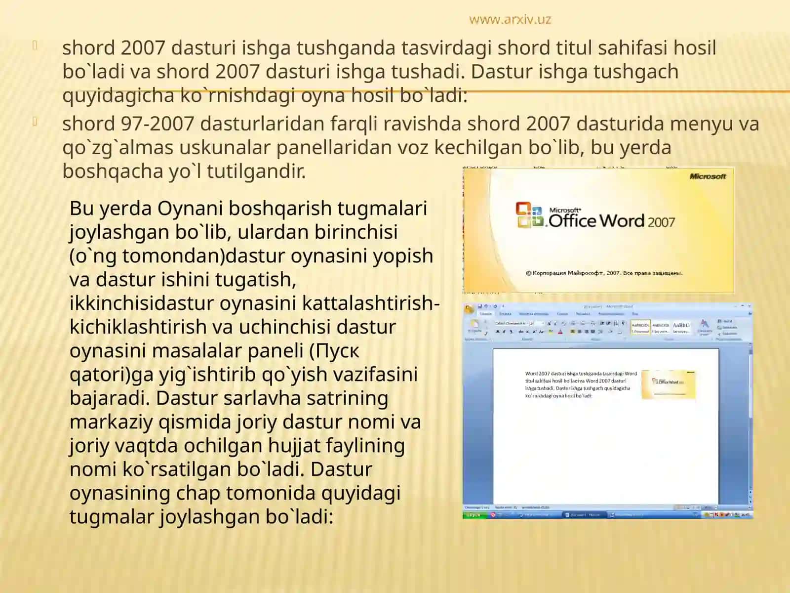 MS Word matn muharriri imkoniyatlardan foydalanish 3