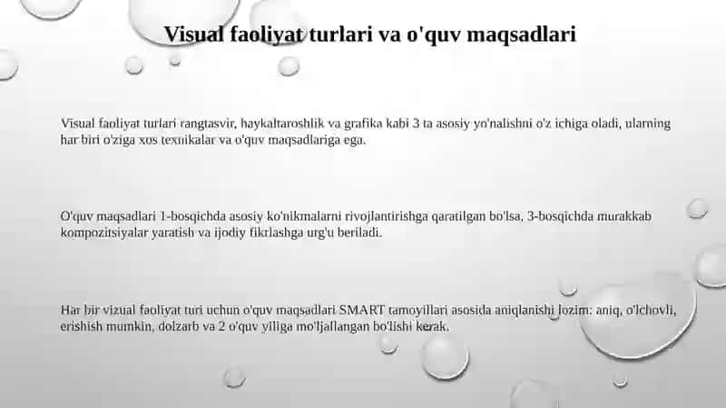 Tasviriy faoliyat turlariga oid mashg'ulotlarni tashkil qilish metodikasi 3