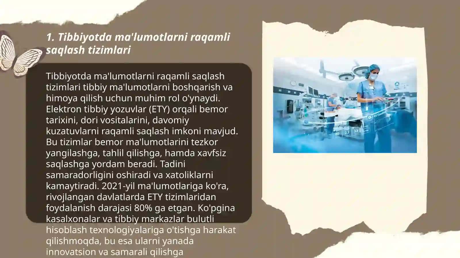 Tibbiyotni raqamlashtirish.Zamonaviy axborot texnologiyalarining tibbiyotda qo’llanilishi 3