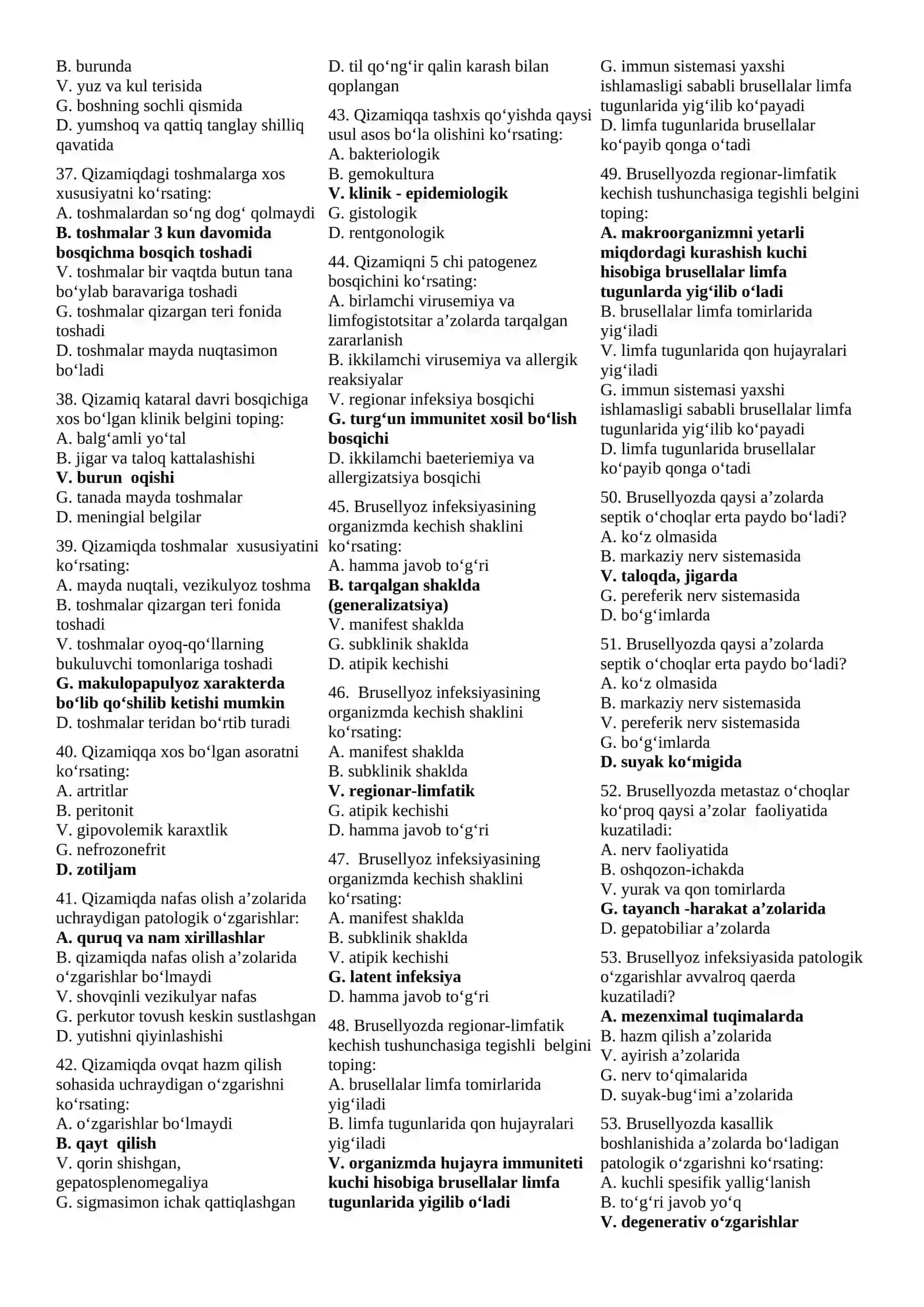 YUQUMLI KASALLIKLAR MAGISTRATURA VA KLINIK ORDINATURAGA KIRISH TESTLARI 1000 TA TEST 2026 3