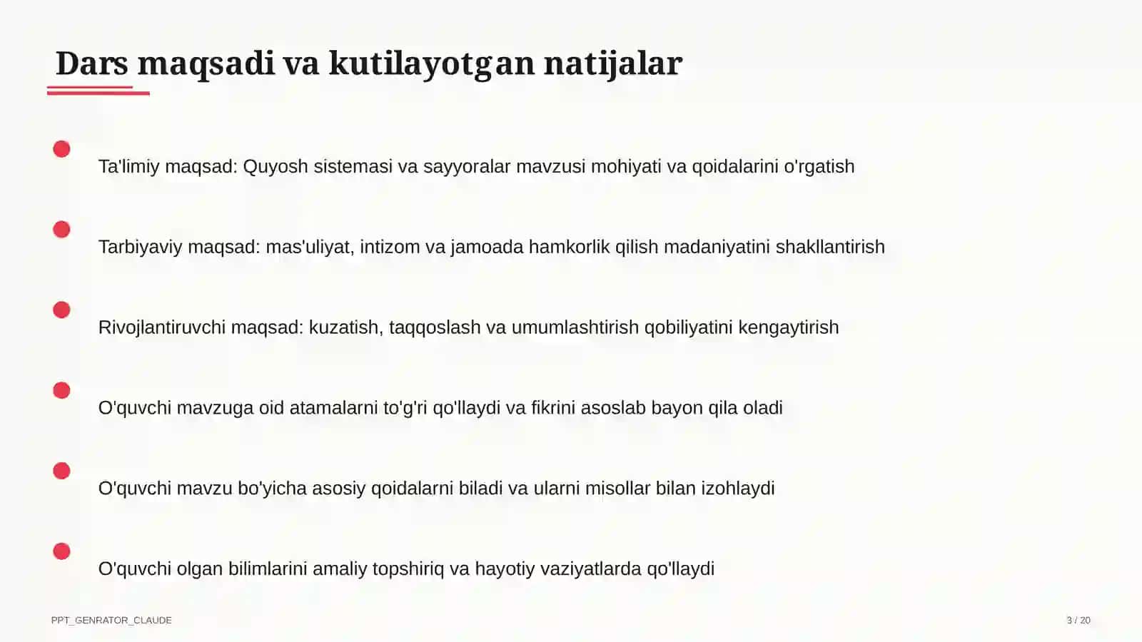 Quyosh sistemasi va sayyoralar (4-sinf) 3