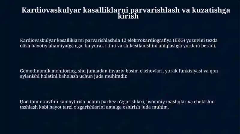 Kardiovaskulyar kasalliklarni parvarish qilish va kuzatish 3