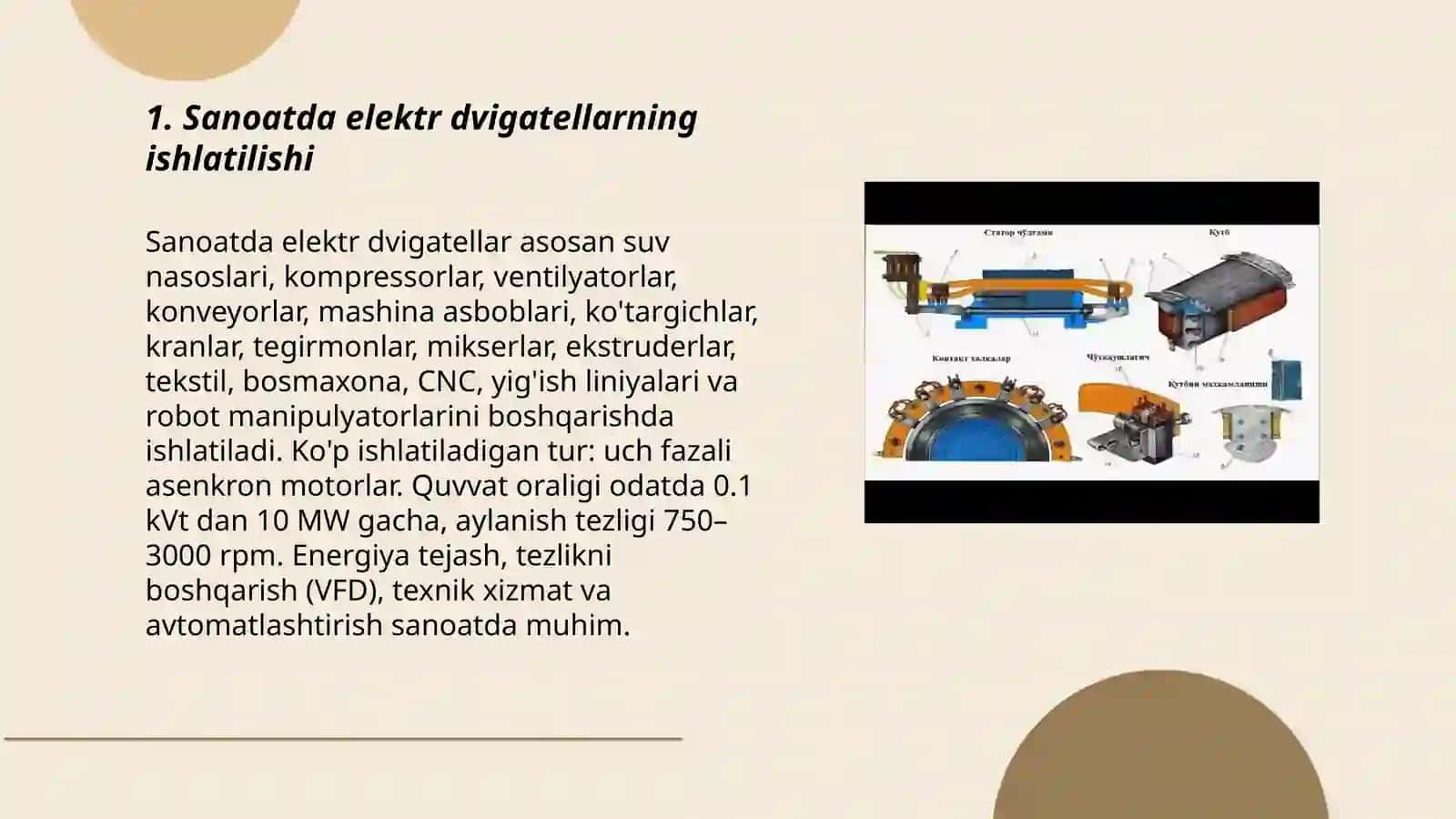 Elektr dvigatellarni ishlatilishi 3