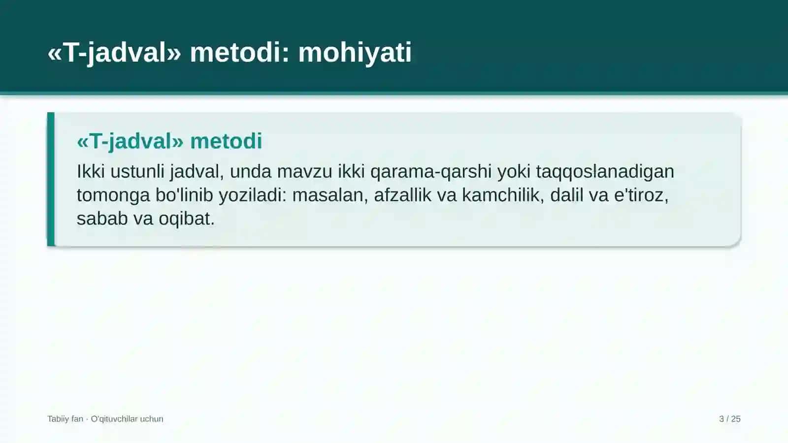 tabiiy fan darslarida t jadval metodidan foydalanish 8081 3