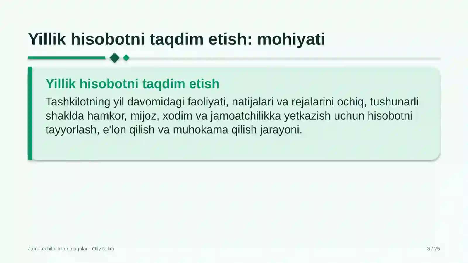 Ekologiya sohasida yillik hisobotni jamoatchilikka taqdim etish 3
