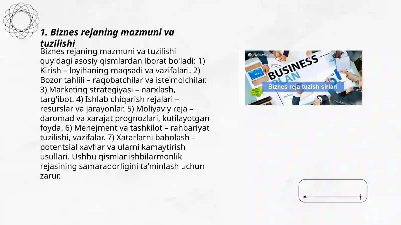 Biznes rejanitayyorlash rasmiylashtirish va tasdiqlash tartibi 3