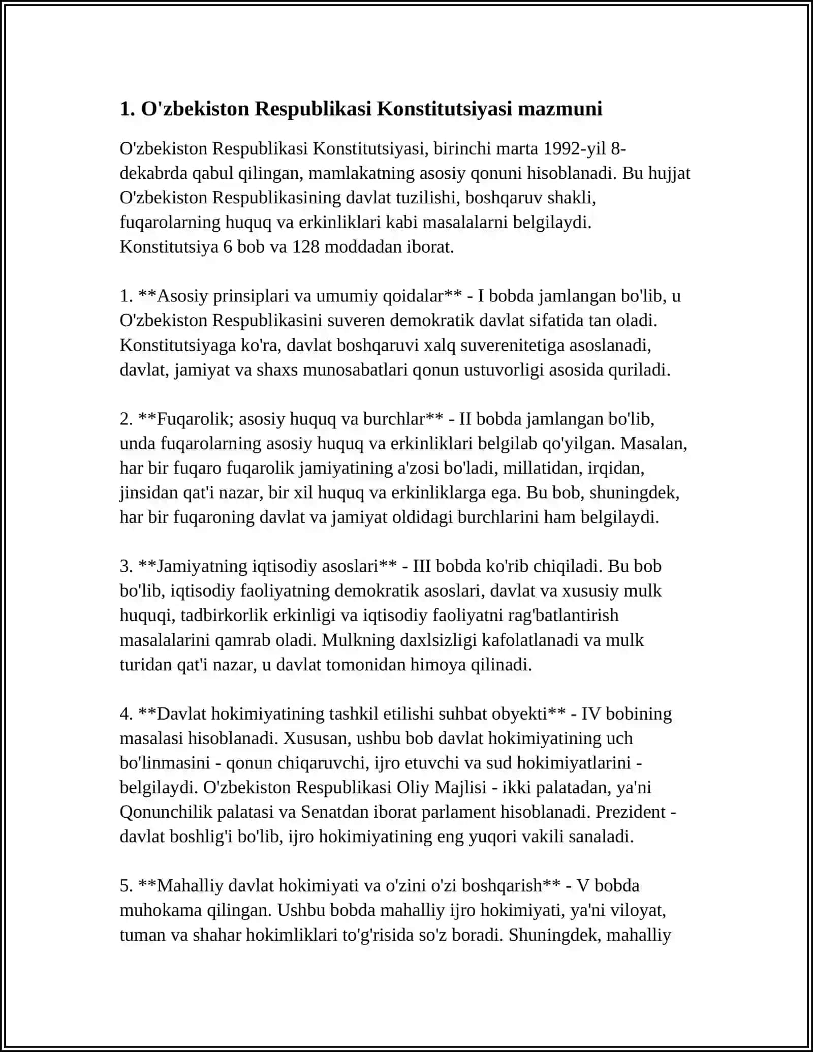 O'zbekiston Respublikasi Konstitutsiyasi va 35-modda 3